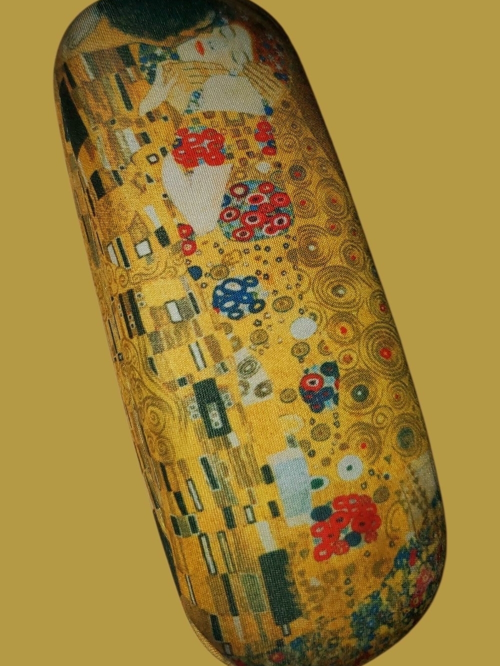 Gustav Klimt 'The Kiss' Decorative Eyeglass Case with Floral Accents